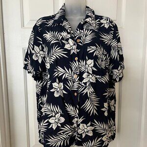 Navy & White Hawaiian Shirt